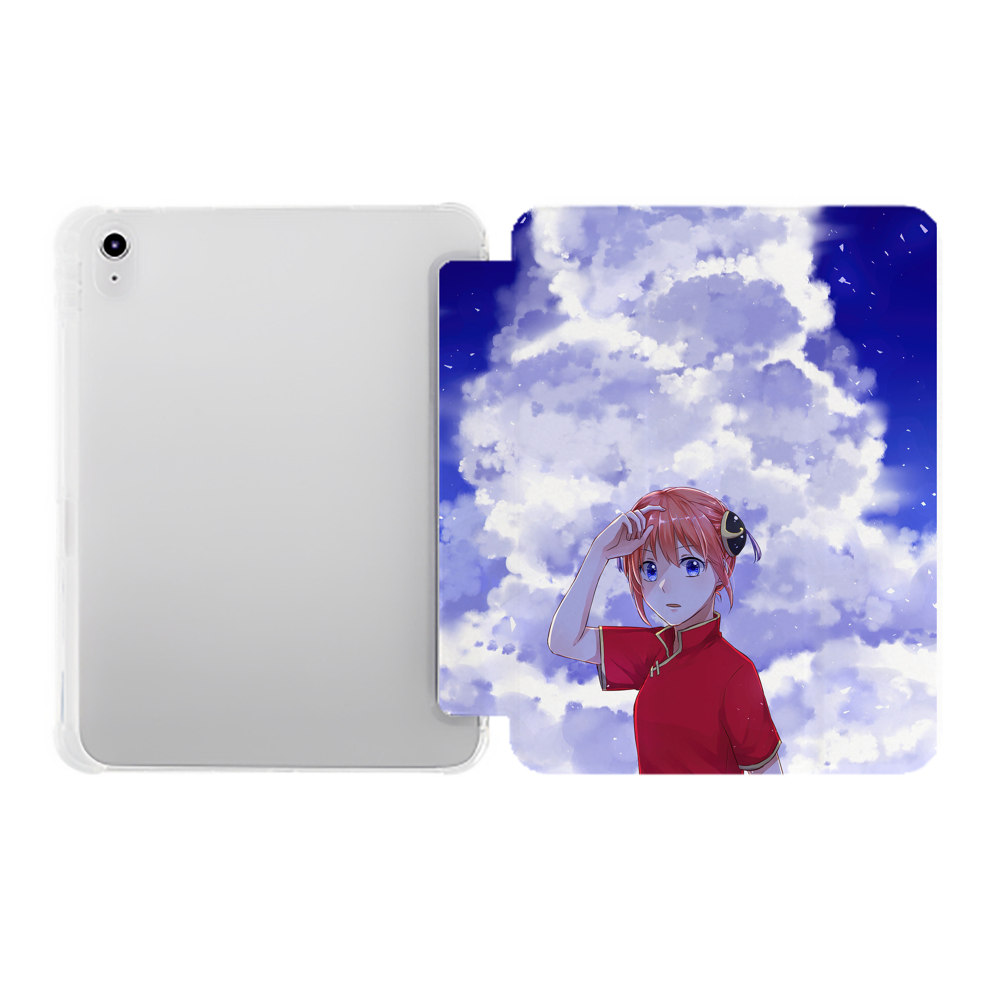 （画像用） ぎんたま 坂田銀時（さかたぎんとき） 神楽 志村新八（しむら しんぱち） GINTAMA Sakata Gintoki Kagura Shimura Shinpachi IPad ケース ペン収納付き 三つ折りスタンド PUレザー×シリコン 対応機種9.5/10.5/10.9インチ